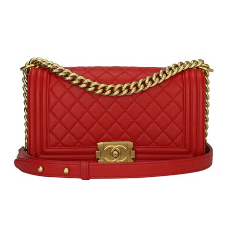 red and gold chanel bag|red Chanel boyfriend bag.